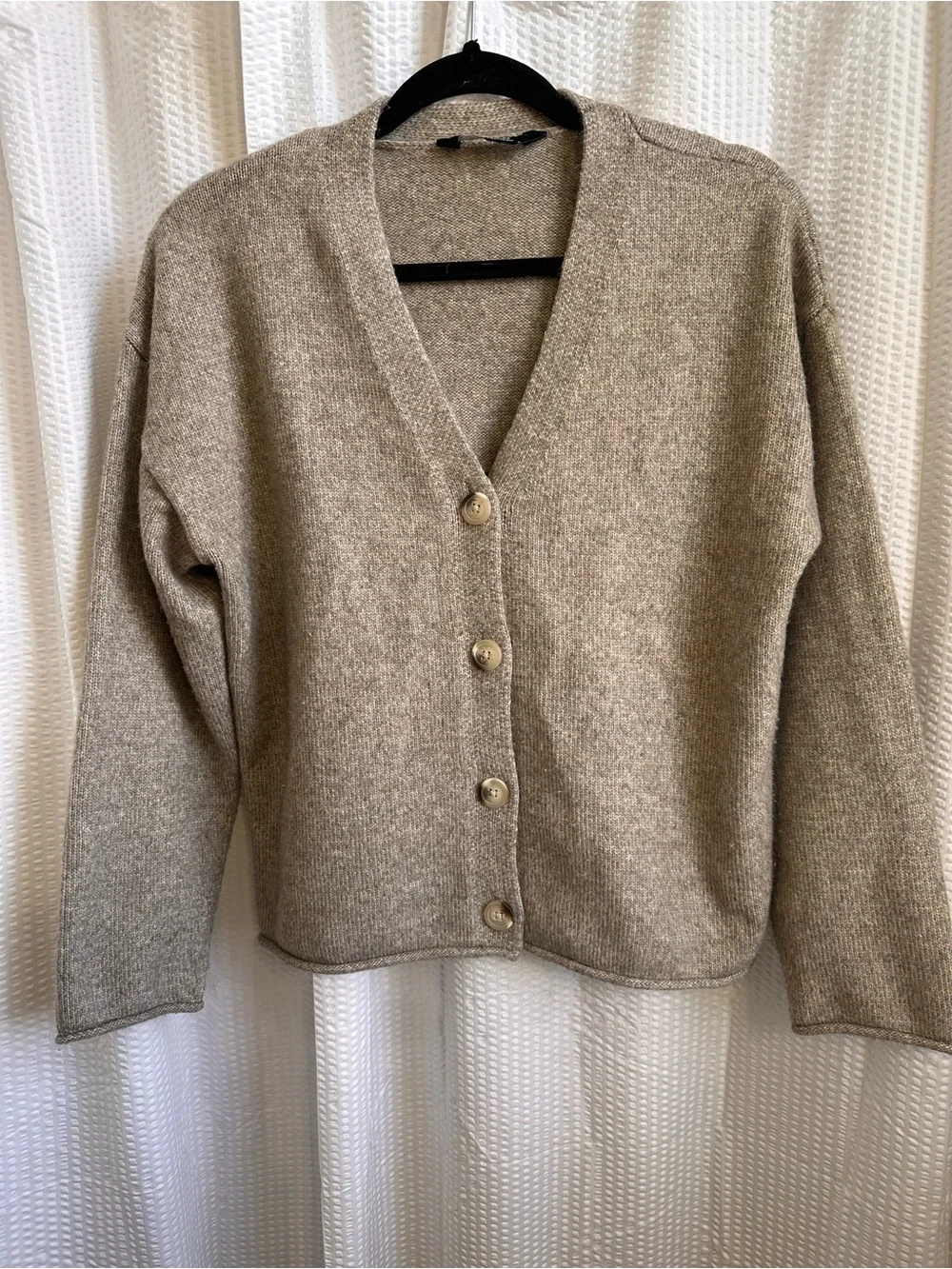 Cozy V-Neck Button Cardigan in Beige